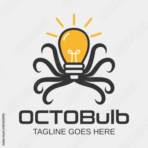 Obraz light bulb and octopus vector illustration logo