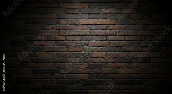 Obraz Dark brown brick wall with spotlight