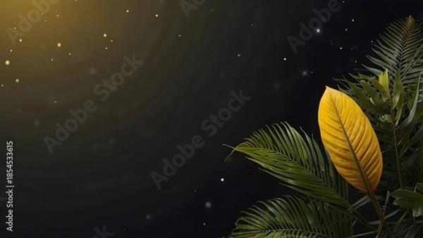 Obraz Modern Art Deco Golden Foliage Pattern