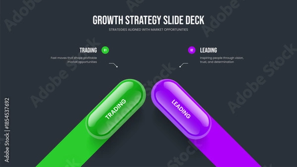 Fototapeta Creative Profile 2 Step Infographic Frame Template. Project Introduction Presentation Design Vector Illustration. Professional Briefing Two Element Diagram Slideshow Layout.