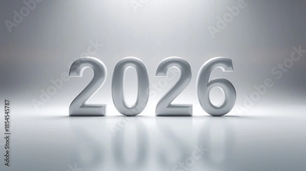 Fototapeta Glossy White 3D 2026 Numbers