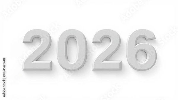 Fototapeta Textured White 2026 3D Numbers