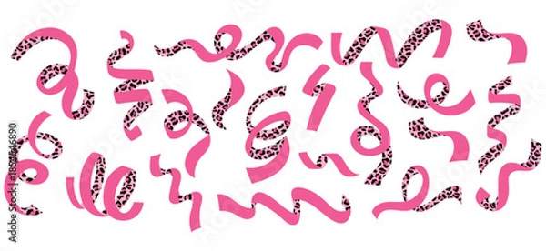 Obraz Ribbon leopard pink decorative set