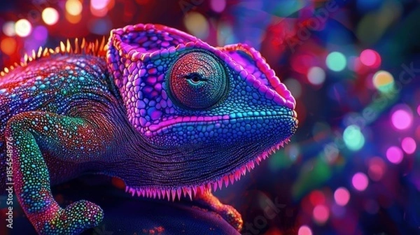 Obraz Vibrant chameleon with luminous colors.