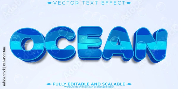 Obraz Water editable text effect, editable aqua and blue text style