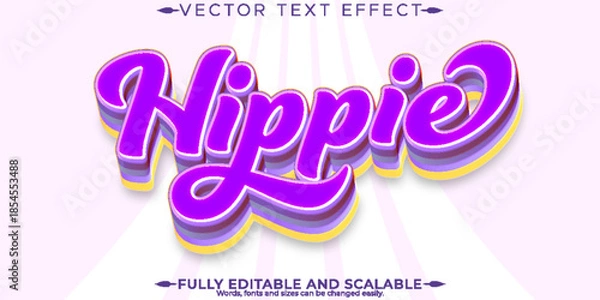 Obraz Hippie editable text effect, editable mushroom and high text style