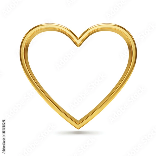 Obraz Golden heart shape on white background