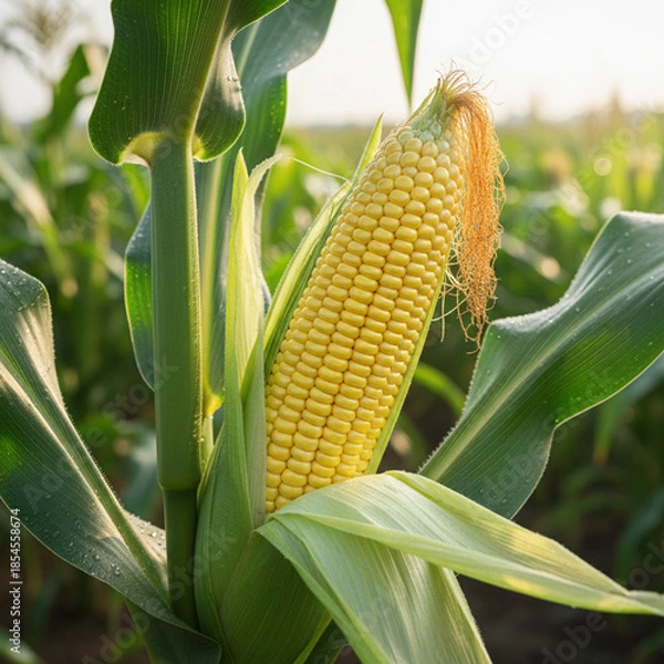 Obraz Yellow Corn Cob Growing Field