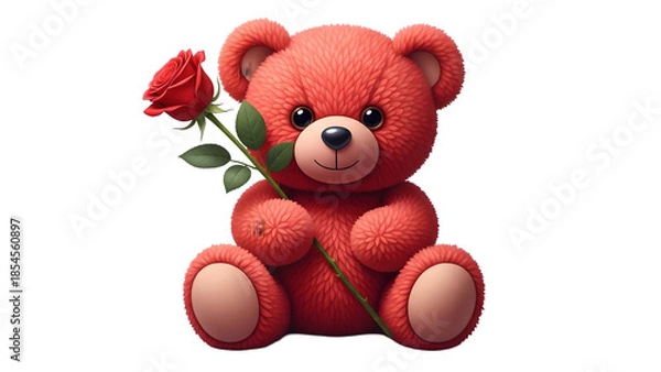 Obraz Cute red teddy bear isolated on transparent background