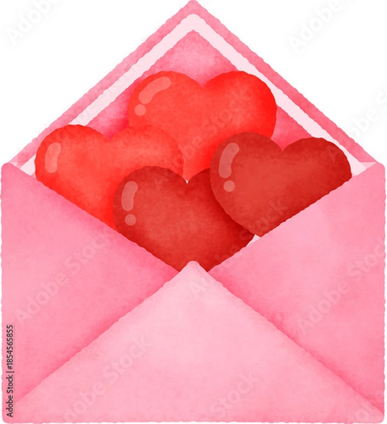 Obraz A pink envelope with four hearts inside