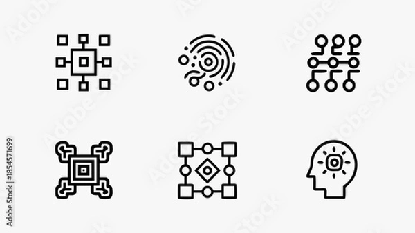 Obraz Abstract ai algorithm flow represented by geometric shapes and icons