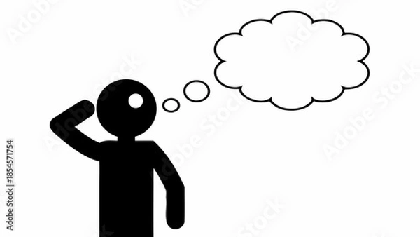 Obraz Man in contemplative abstract thinking pose with cloud bubble