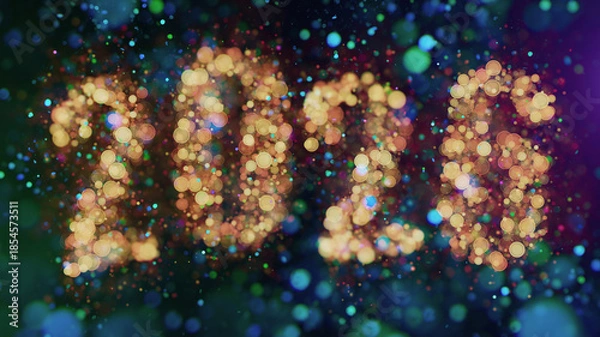 Fototapeta Golden Bokeh 2026 Numbers Celebration Background With Sparkling Lights And Night Sky