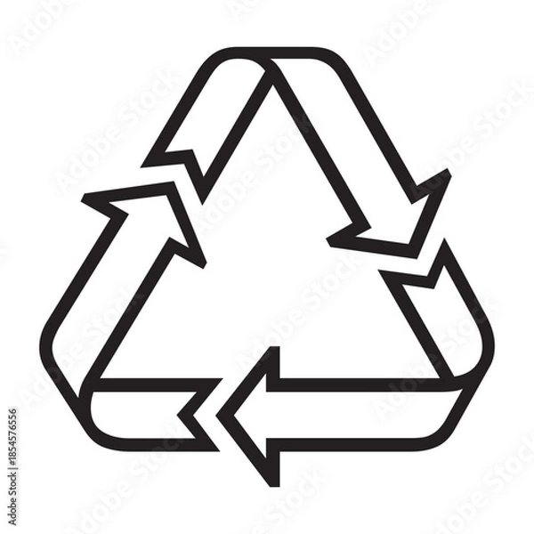 Obraz Black recycling line logo vector flat icon