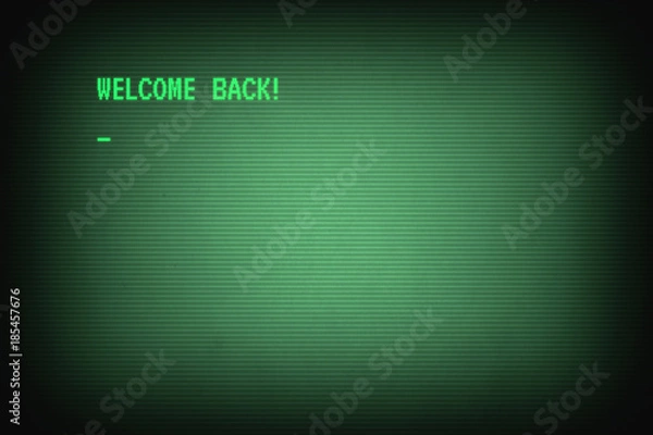 Fototapeta Welcome back message on green old terminal screen