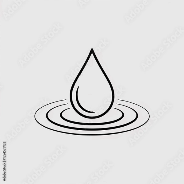 Obraz Simple water drop icon with ripples on surface