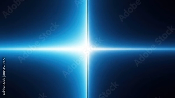 Obraz Vibrant blue light beam intersection in dark space