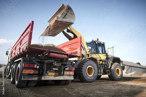 Obraz Excavator moving sand