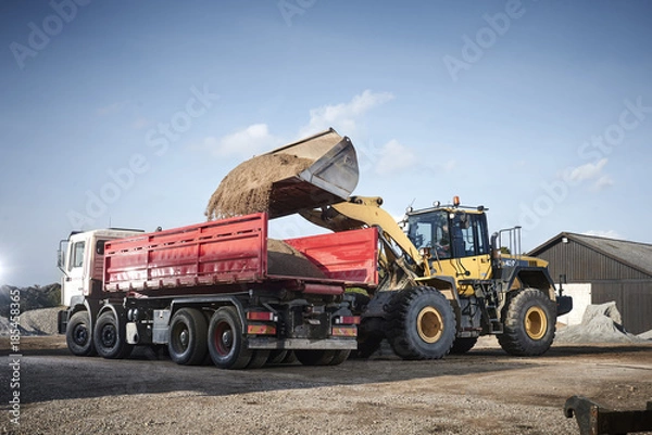 Obraz Excavator moving sand