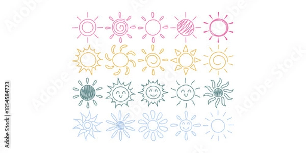 Obraz Doodle Kids Drawing Neon Sun