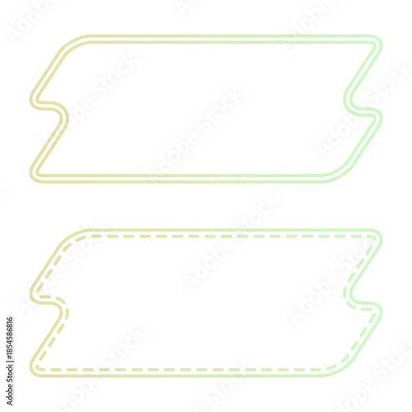 Obraz タイトルや名前入れに便利なリボン風フレーム・グラデーションカラーのモダンなラベル・変形フレームセット