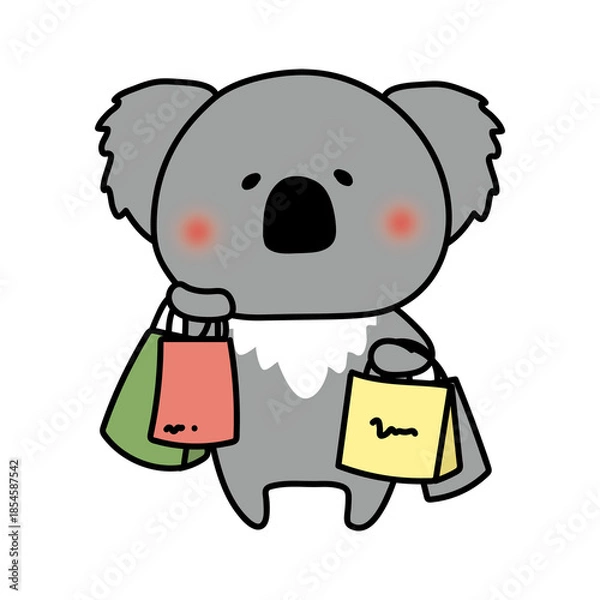 Fototapeta たくさんの買い物をしているコアラ