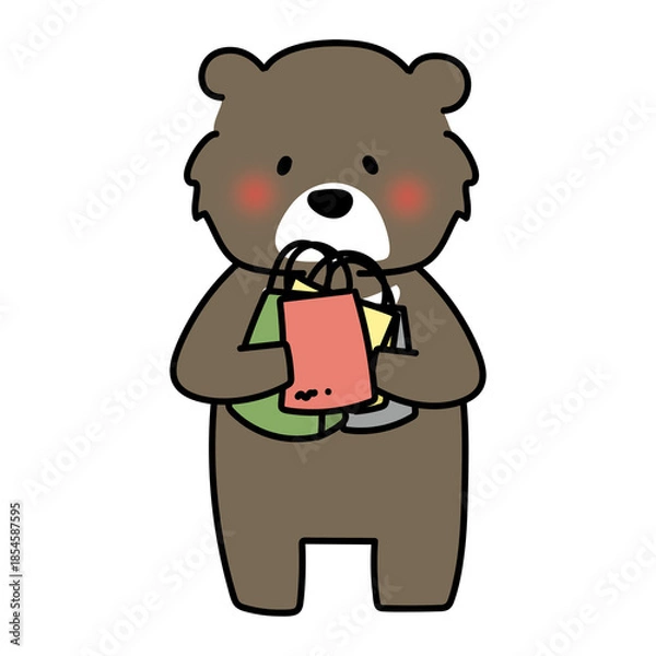 Fototapeta たくさんの買い物をしているクマ