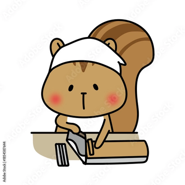 Fototapeta そば打ちをするリス