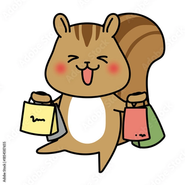 Fototapeta たくさんの買い物をしているリス