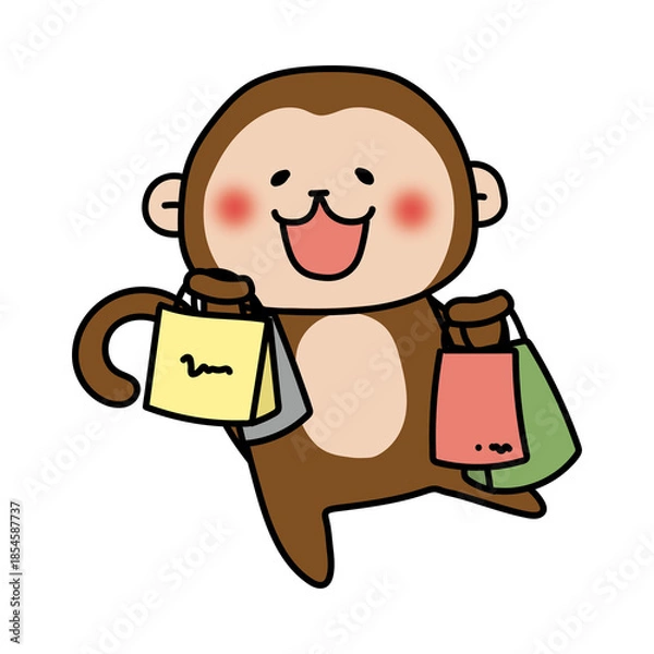 Fototapeta たくさんの買い物をしている猿