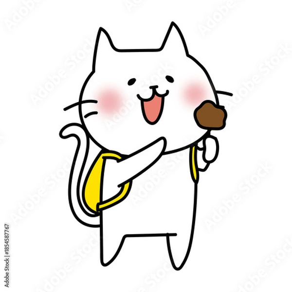 Fototapeta 食べ歩きをする白い猫