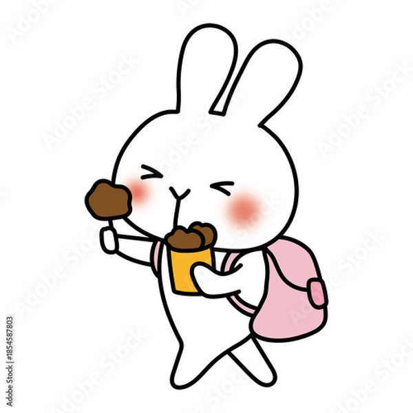 Fototapeta 食べ歩きをする白いうさぎ