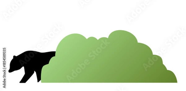 Obraz 野生のクマの目撃情報や注意喚起用・クマ出没注意・茂みから出てくる熊