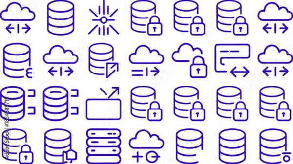 Fototapeta Data storage and security icons set