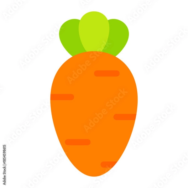 Obraz Simple carrot icon flat cartoon vegetable illustration isolated on transparent background.