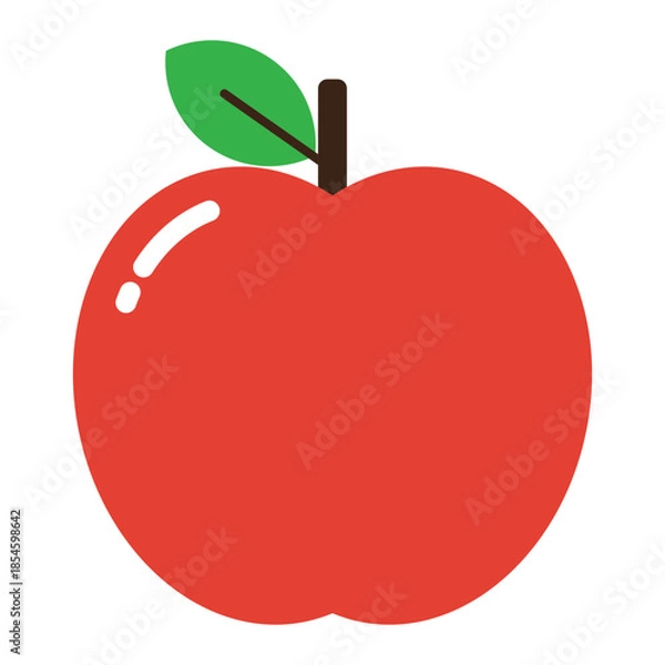 Obraz Red apple fruit icon with leaf isolated on transparent background.