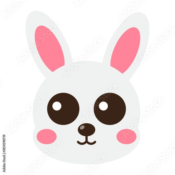 Obraz Cute white bunny rabbit face cartoon icon isolated on transparent background.