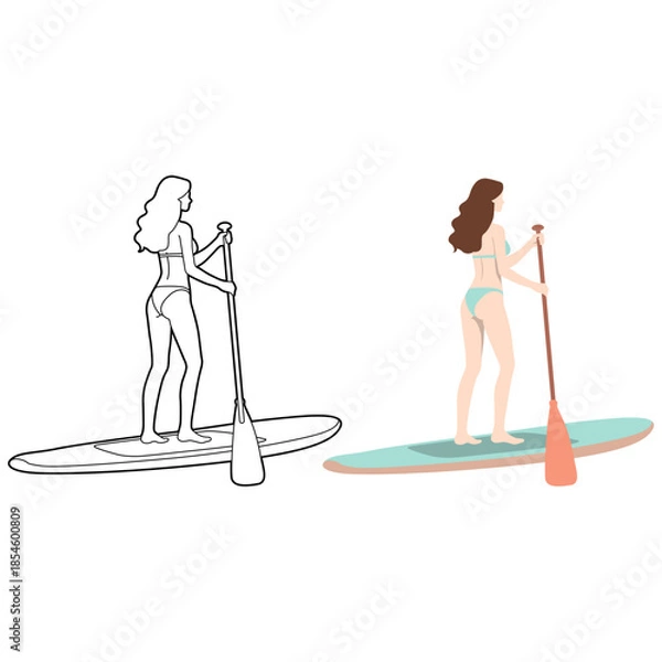 Obraz Paddle Boarding Illustration.