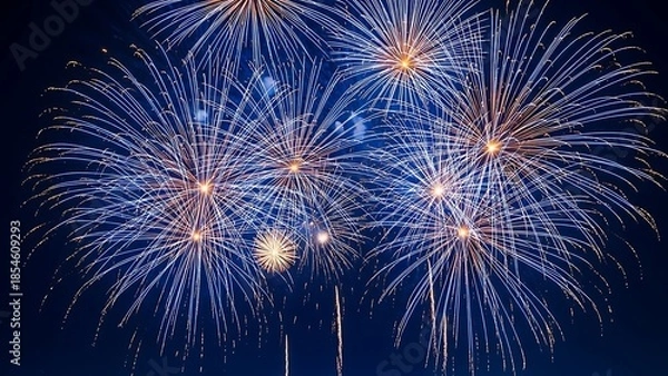 Obraz Vibrant fireworks exploding in the night sky