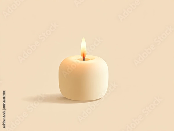Obraz Soft candle glowing gently on a minimalistic background, symbolizing peace and spirituality