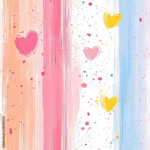 Obraz Colorful Heart Pattern with Splashes and Stripes