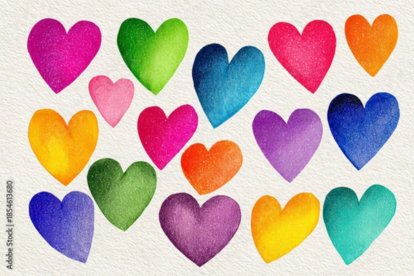 Obraz Colorful Heart Illustrations on Textured Background