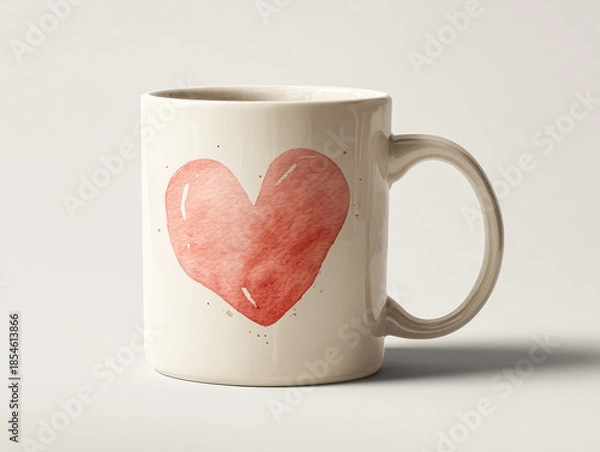 Obraz Charming White Mug with Heart Design