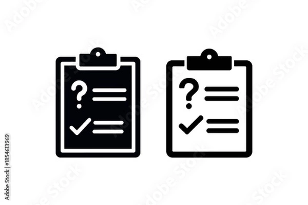 Obraz clipboard icons with question mark and checkmark
