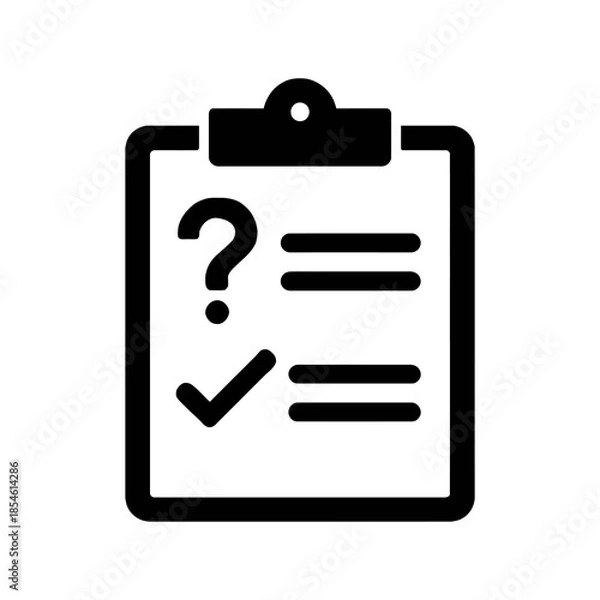 Obraz Clipboard with question mark and checkmark on paper
