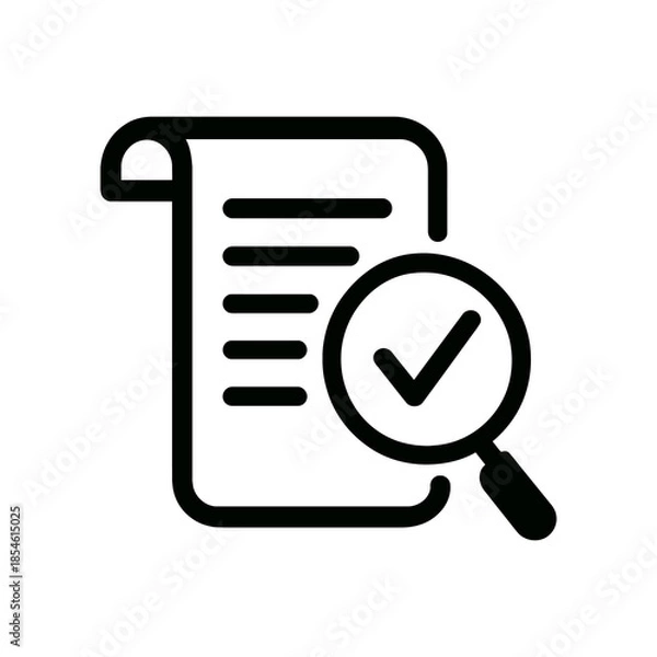 Obraz document with magnifying glass and check mark