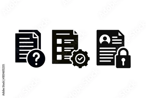 Obraz documents with question mark gear and lock icons