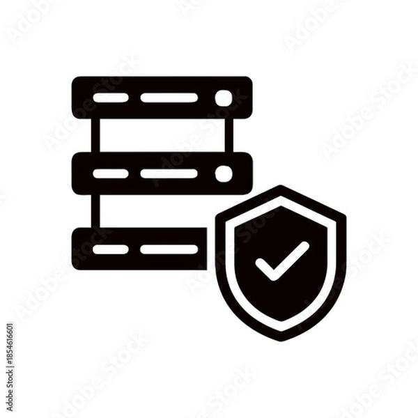 Obraz server with shield and checkmark for security