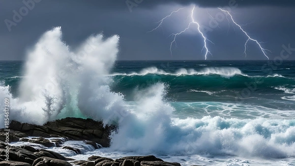 Obraz storm over the sea