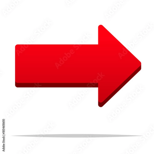 Fototapeta Red right pointing arrow vector isolated illustration